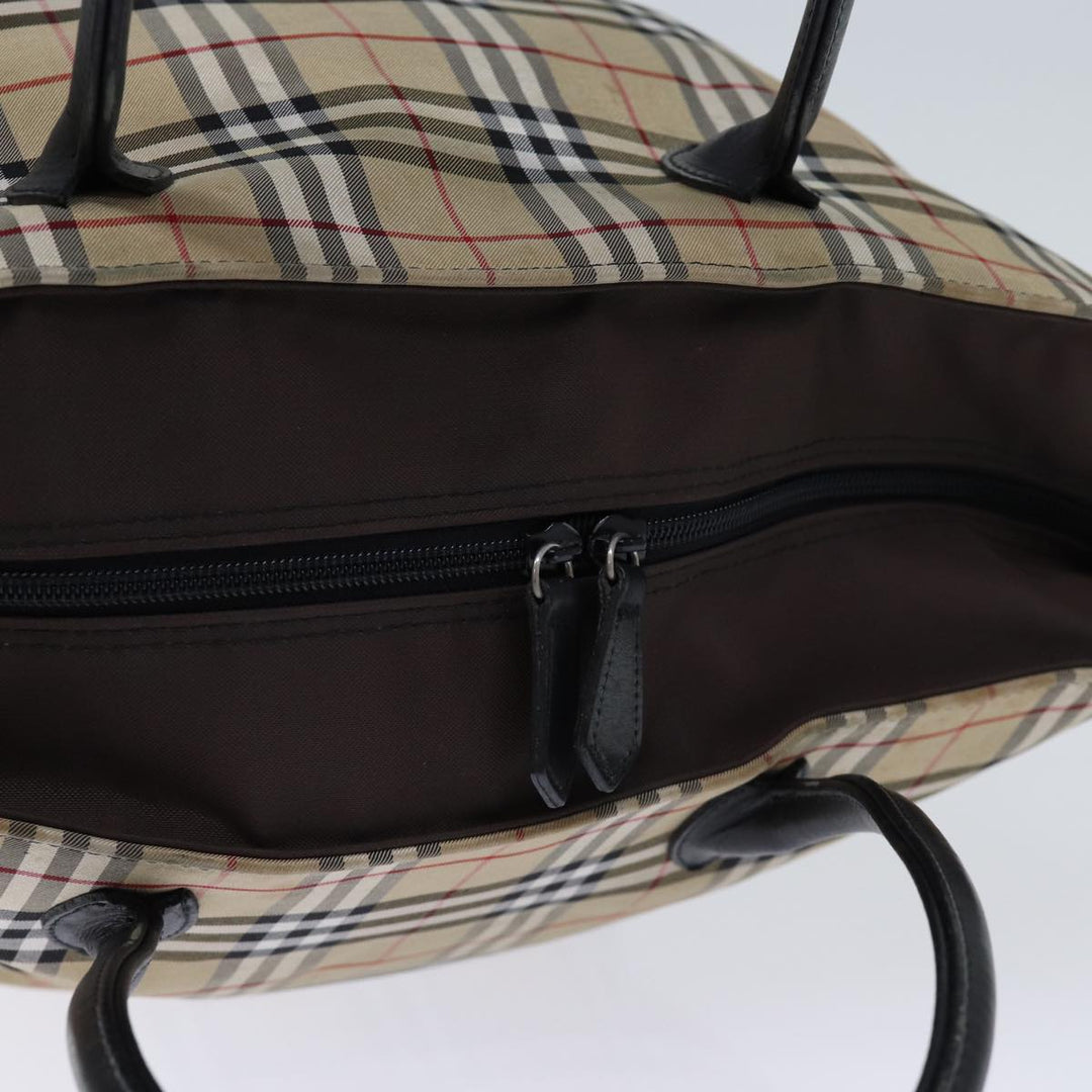BurberrySs Nova Check Blue Label Tote Bag Nylon Beige Brown Auth bs13688
