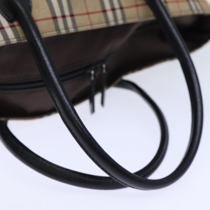 BurberrySs Nova Check Blue Label Tote Bag Nylon Beige Brown Auth bs13688