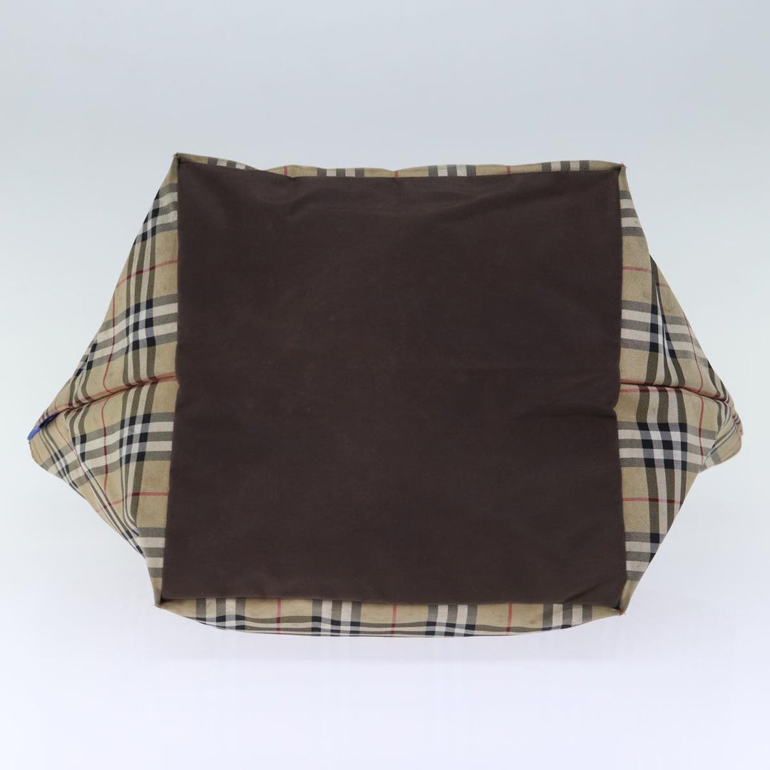 BurberrySs Nova Check Blue Label Tote Bag Nylon Beige Brown Auth bs13688
