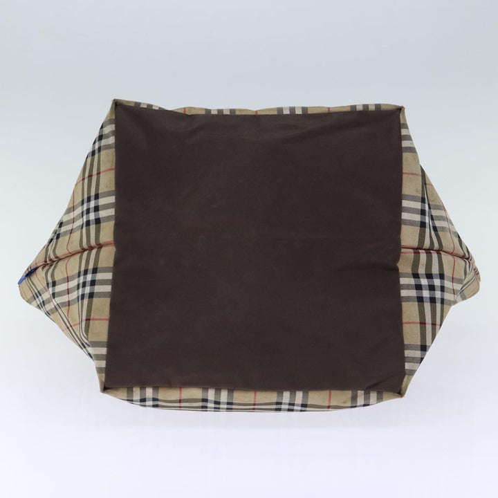 BurberrySs Nova Check Blue Label Tote Bag Nylon Beige Brown Auth bs13688