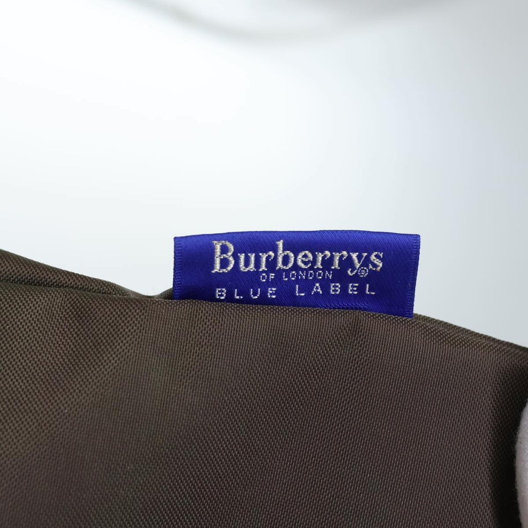 BurberrySs Nova Check Blue Label Hand Bag Nylon Brown Black Auth bs13689