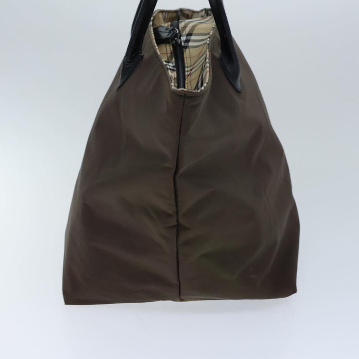 BurberrySs Nova Check Blue Label Hand Bag Nylon Brown Black Auth bs13689