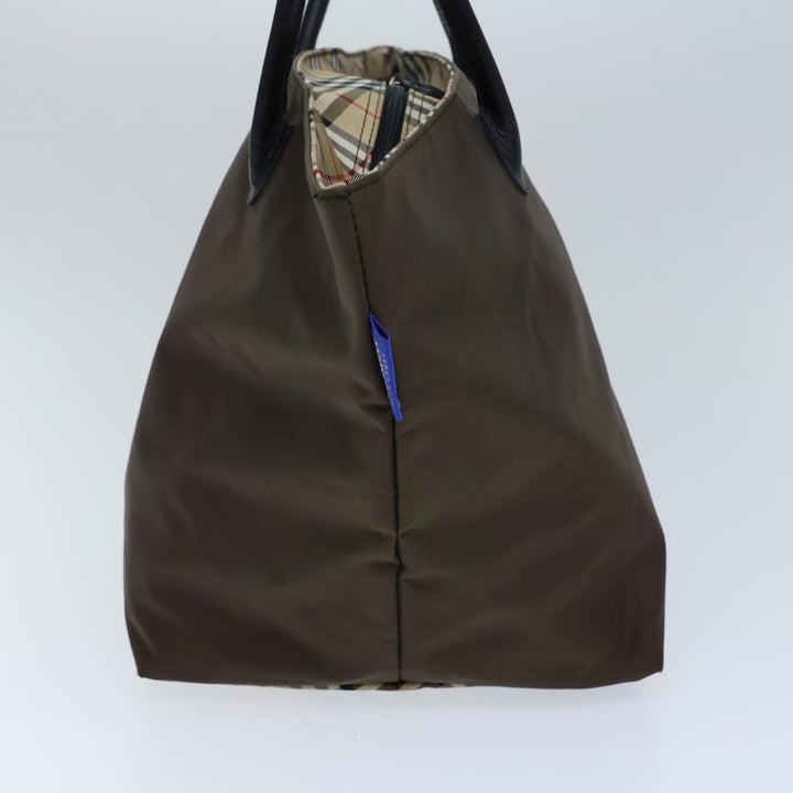 BurberrySs Nova Check Blue Label Hand Bag Nylon Brown Black Auth bs13689