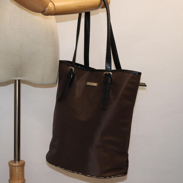 BurberrySs Nova Check Blue Label Shoulder Bag Nylon Brown Beige Auth bs13690
