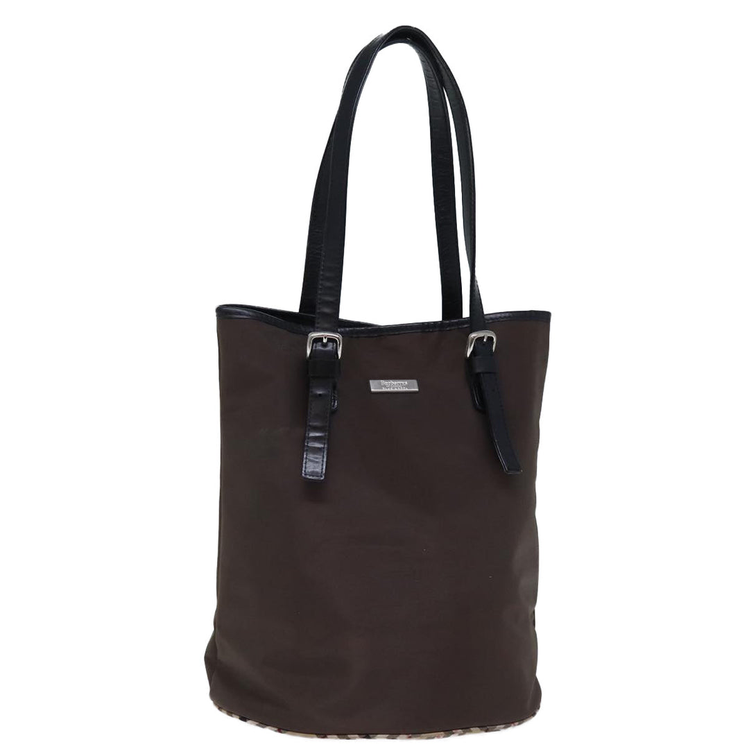 BurberrySs Nova Check Blue Label Shoulder Bag Nylon Brown Beige Auth bs13690
