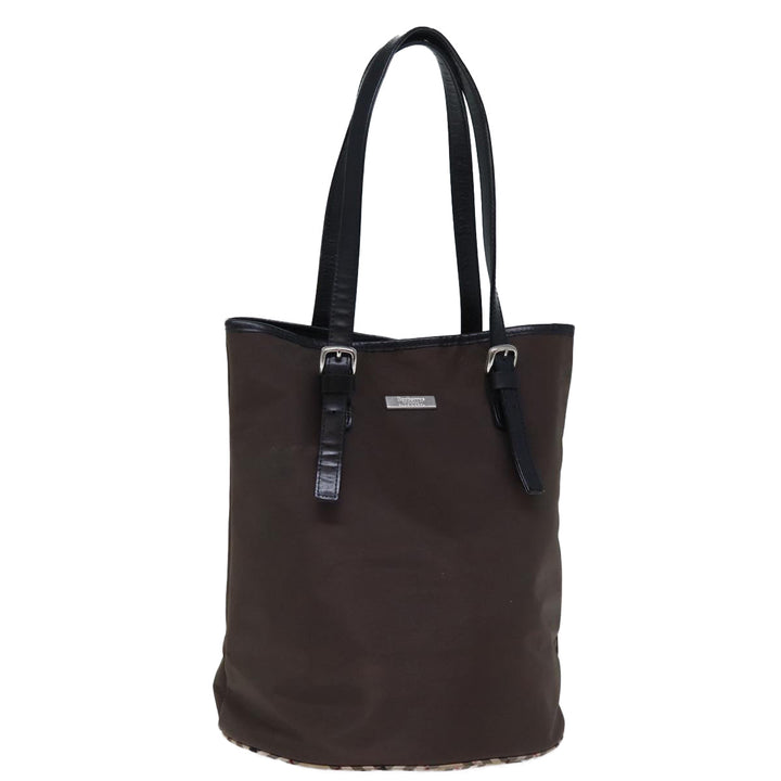 BurberrySs Nova Check Blue Label Shoulder Bag Nylon Brown Beige Auth bs13690