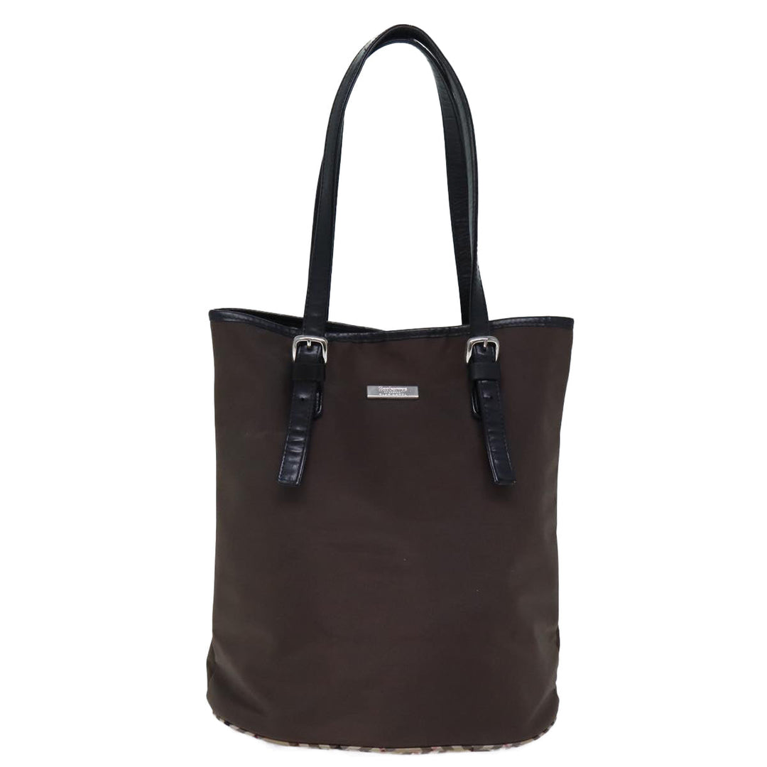 BurberrySs Nova Check Blue Label Shoulder Bag Nylon Brown Beige Auth bs13690