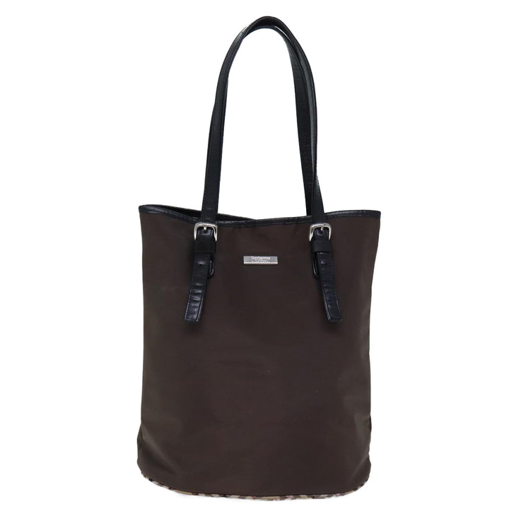 BurberrySs Nova Check Blue Label Shoulder Bag Nylon Brown Beige Auth bs13690