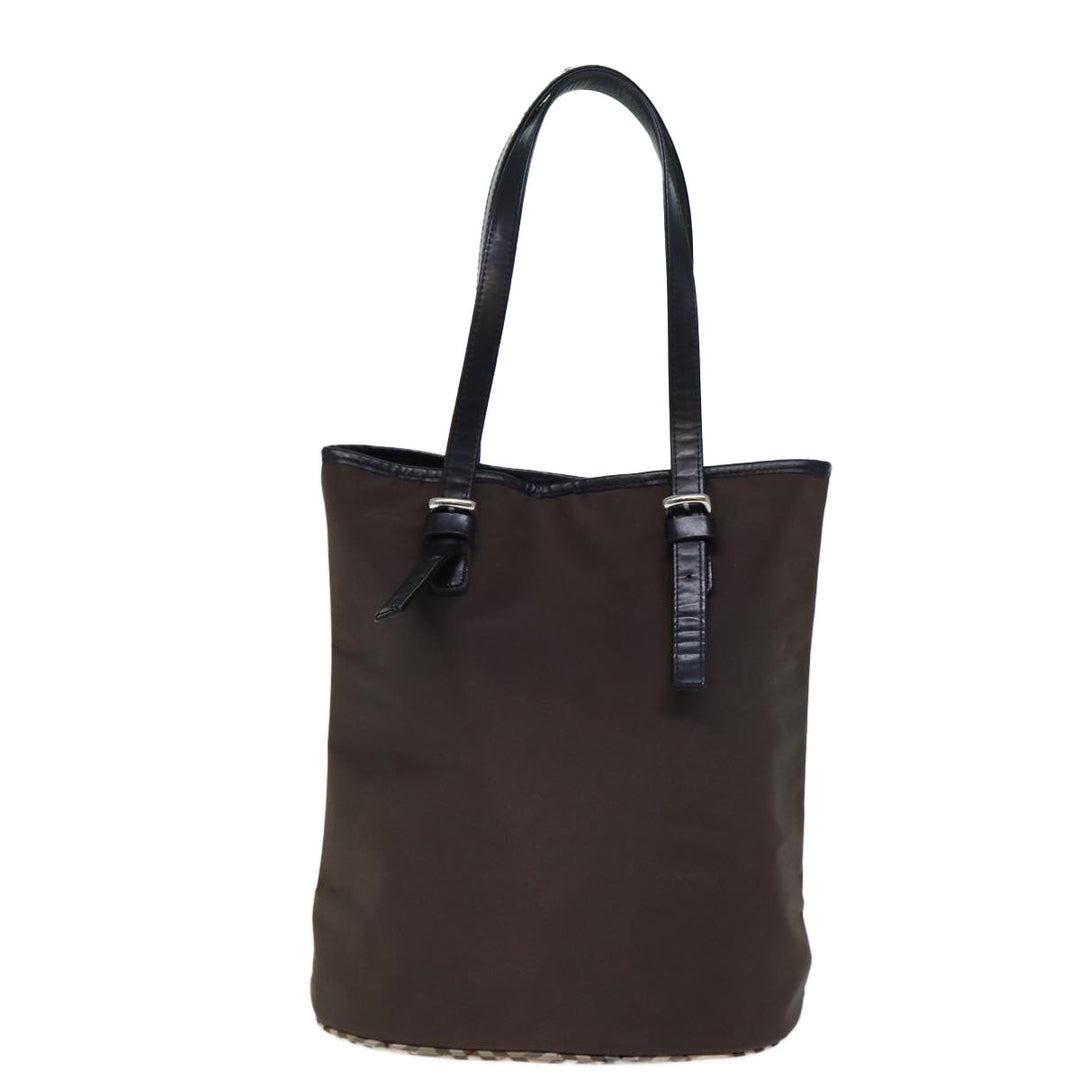 BurberrySs Nova Check Blue Label Shoulder Bag Nylon Brown Beige Auth bs13690