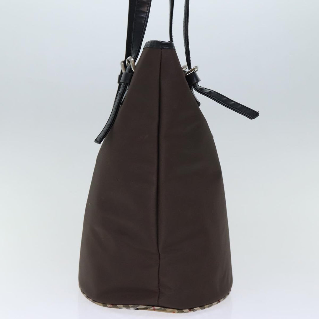BurberrySs Nova Check Blue Label Shoulder Bag Nylon Brown Beige Auth bs13690