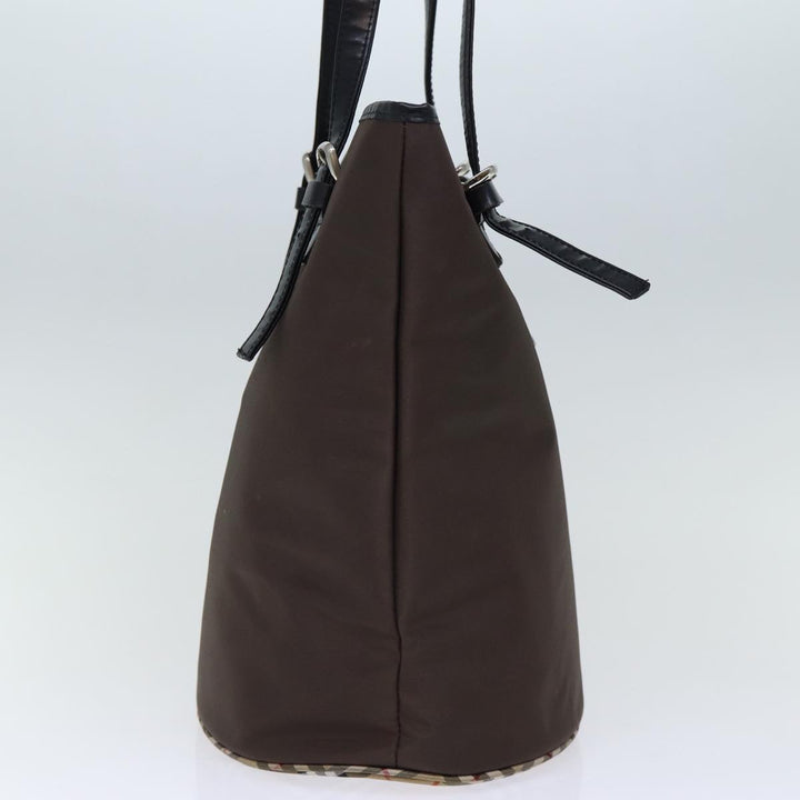 BurberrySs Nova Check Blue Label Shoulder Bag Nylon Brown Beige Auth bs13690