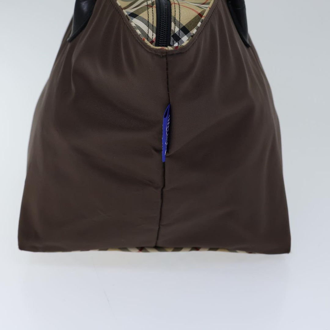 BurberrySs Nova Check Blue Label Hand Bag Nylon Brown Black Auth bs13693