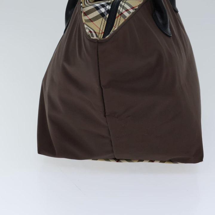 BurberrySs Nova Check Blue Label Hand Bag Nylon Brown Black Auth bs13693