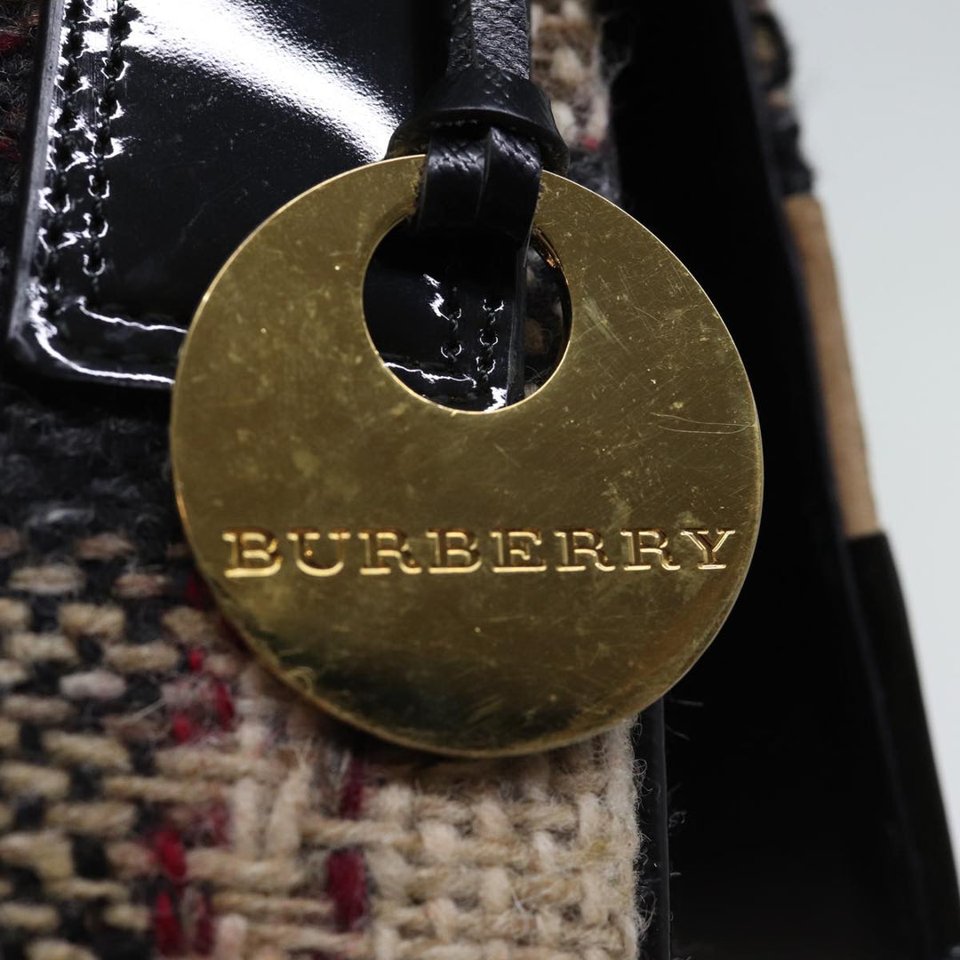 Burberry Nova Check Shoulder Bag Wool Beige Auth bs13694