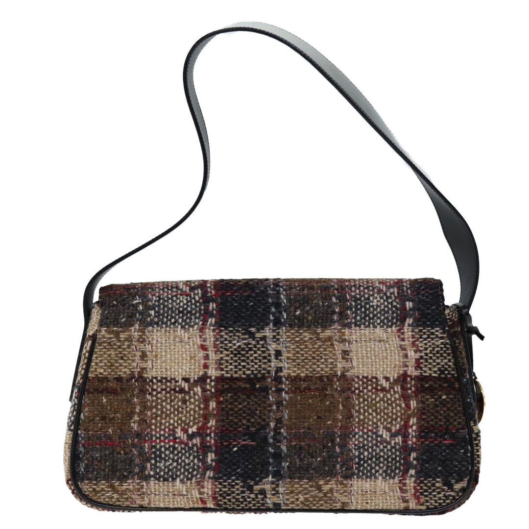 Burberry Nova Check Shoulder Bag Wool Beige Auth bs13694