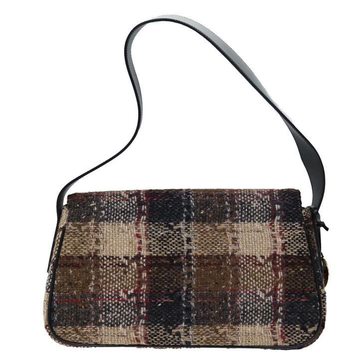 Burberry Nova Check Shoulder Bag Wool Beige Auth bs13694