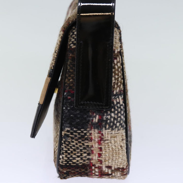 Burberry Nova Check Shoulder Bag Wool Beige Auth bs13694