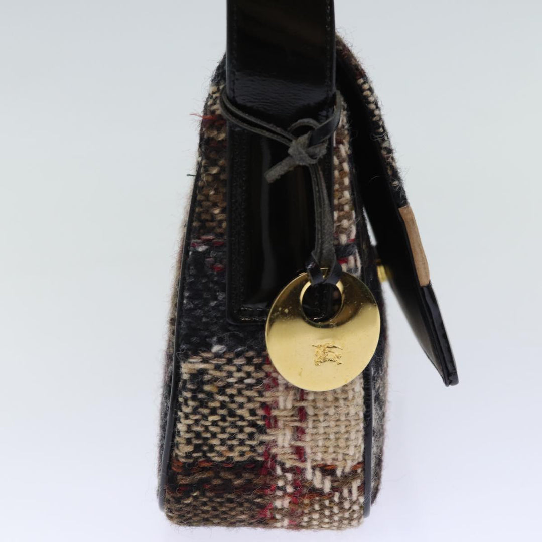 Burberry Nova Check Shoulder Bag Wool Beige Auth bs13694