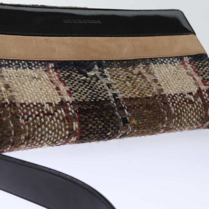 Burberry Nova Check Shoulder Bag Wool Beige Auth bs13694
