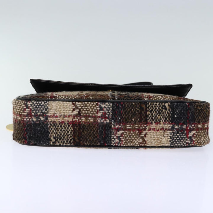 Burberry Nova Check Shoulder Bag Wool Beige Auth bs13694