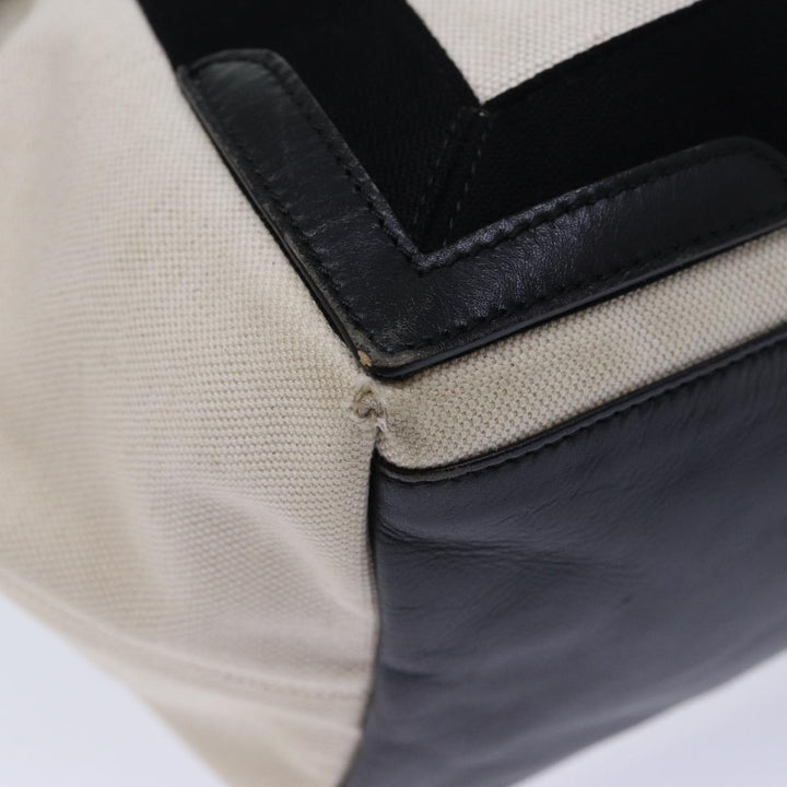 Top Quality Balenciaga Cabas S Hand Bag Canvas White Black Auth bs13699