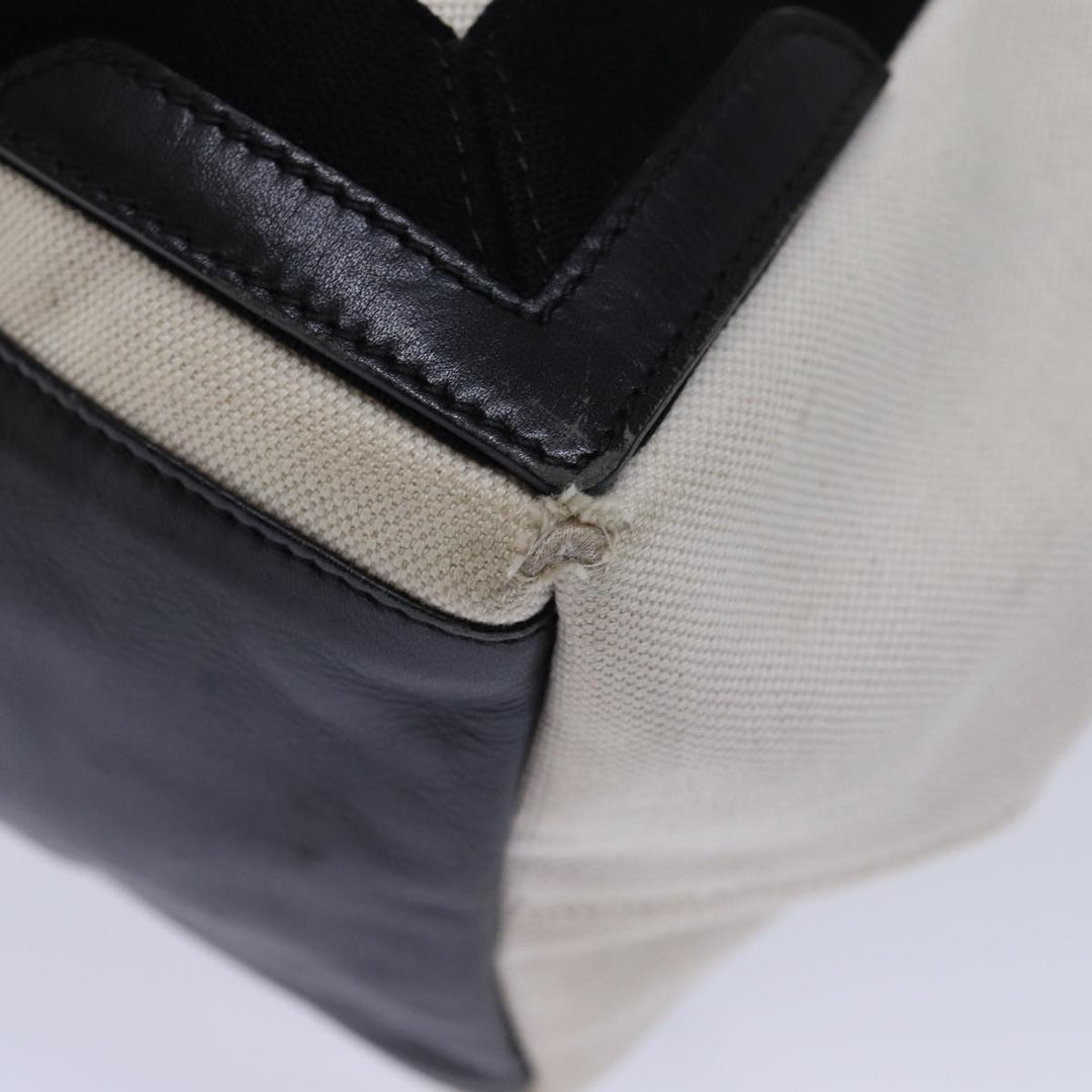 Top Quality Balenciaga Cabas S Hand Bag Canvas White Black Auth bs13699