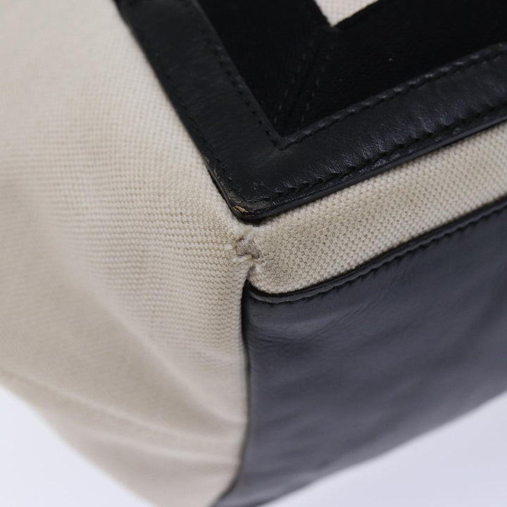 Top Quality Balenciaga Cabas S Hand Bag Canvas White Black Auth bs13699