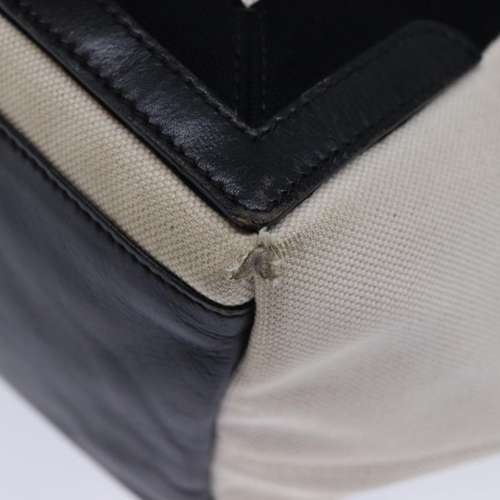 Top Quality Balenciaga Cabas S Hand Bag Canvas White Black Auth bs13699