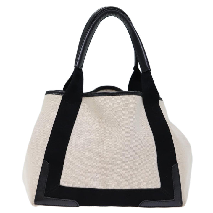Top Quality Balenciaga Cabas S Hand Bag Canvas White Black Auth bs13699