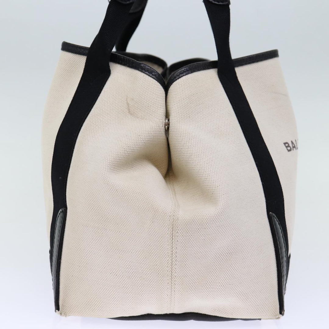 Top Quality Balenciaga Cabas S Hand Bag Canvas White Black Auth bs13699