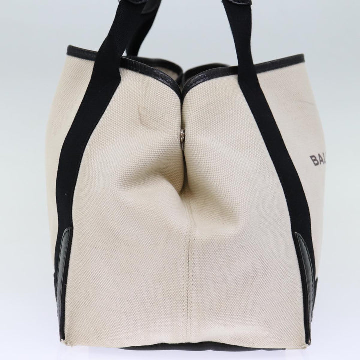 Top Quality Balenciaga Cabas S Hand Bag Canvas White Black Auth bs13699