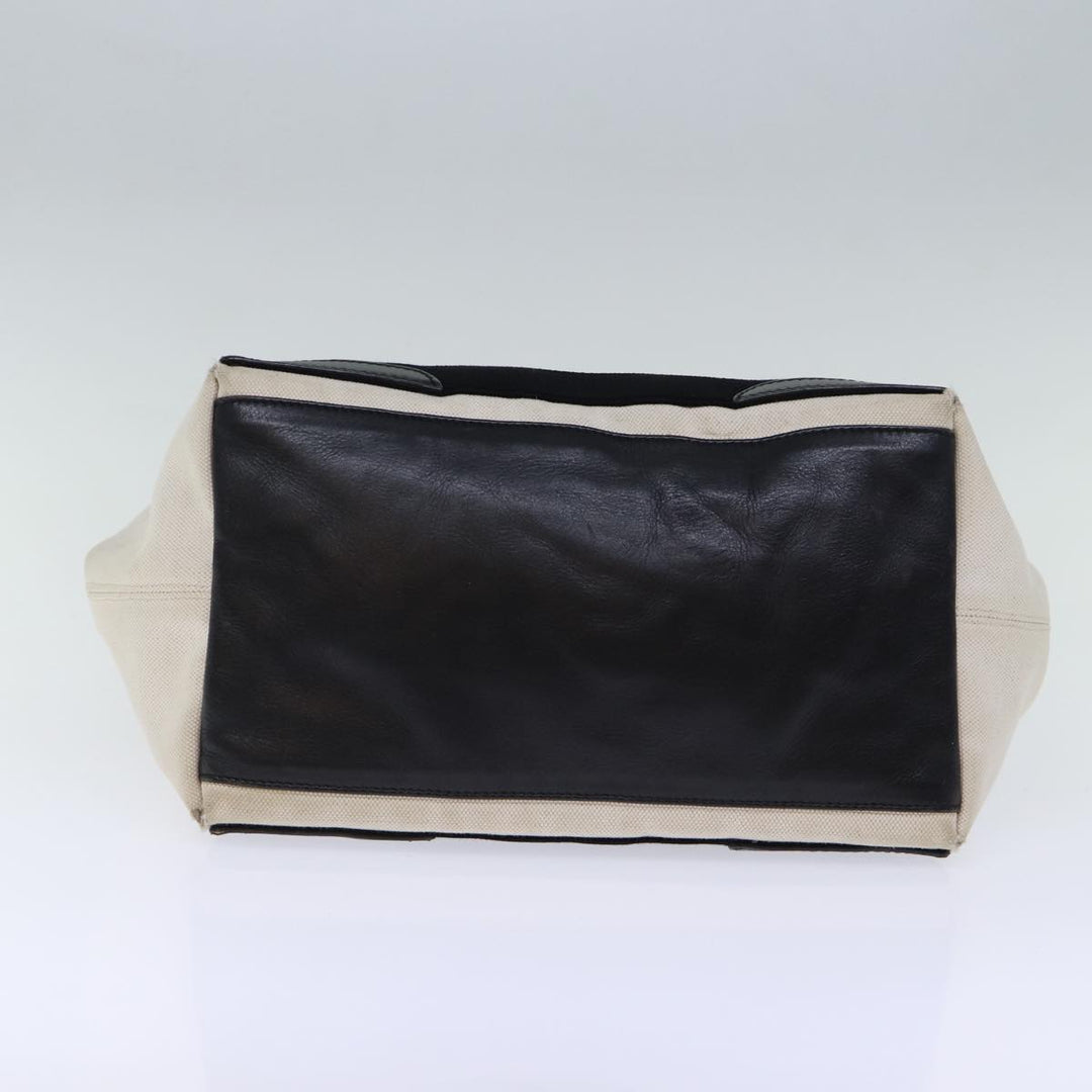 Top Quality Balenciaga Cabas S Hand Bag Canvas White Black Auth bs13699