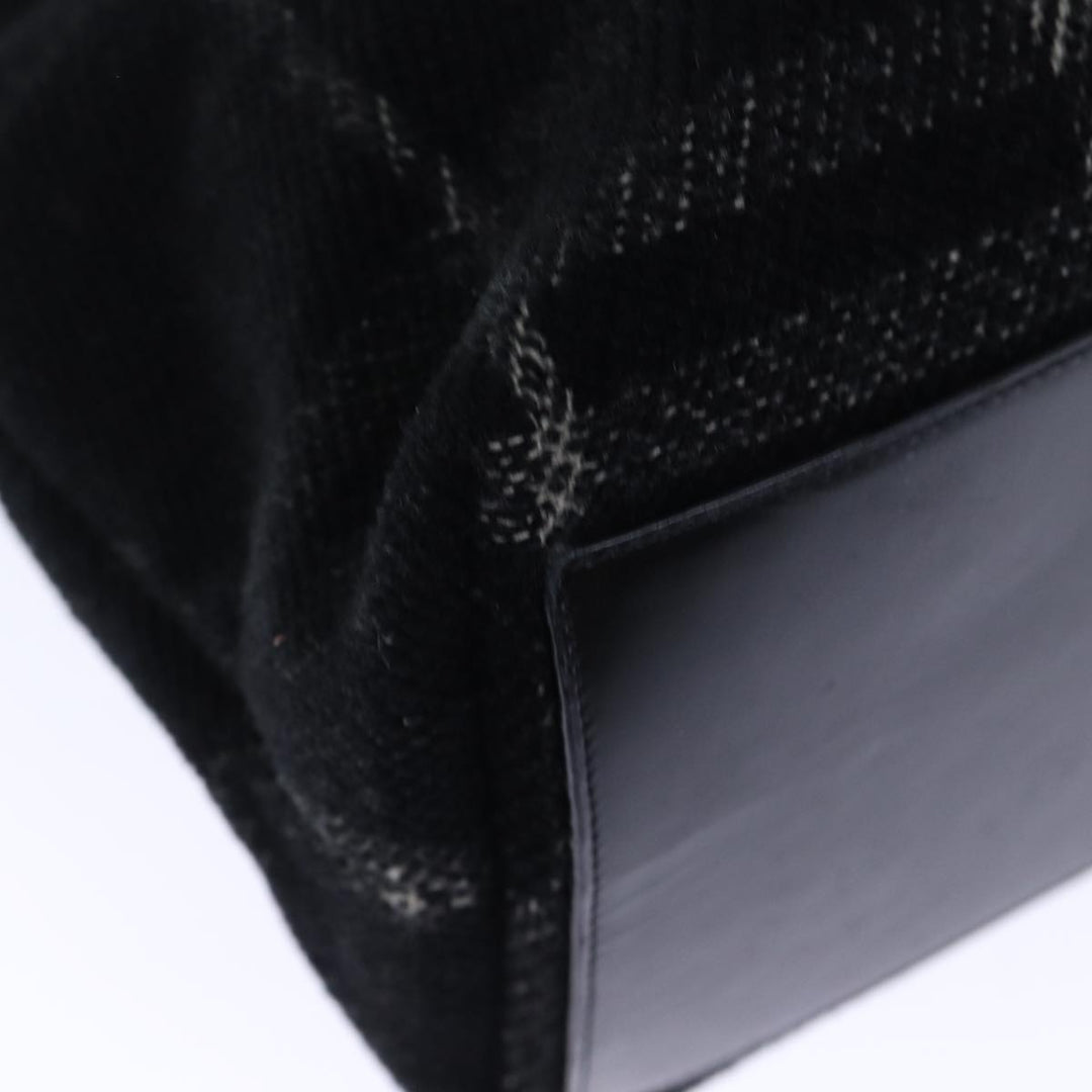 Burberry Nova Check Hand Bag Wool Black Auth bs13719