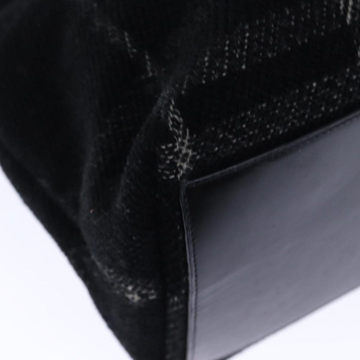 Burberry Nova Check Hand Bag Wool Black Auth bs13719