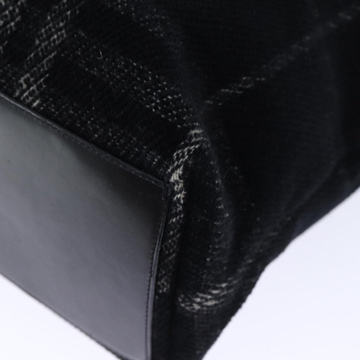Burberry Nova Check Hand Bag Wool Black Auth bs13719