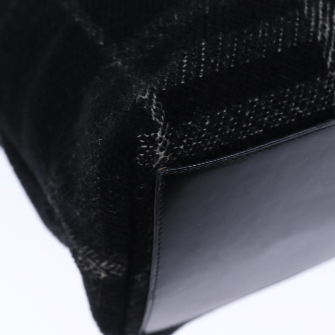 Burberry Nova Check Hand Bag Wool Black Auth bs13719