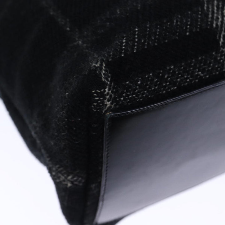 Burberry Nova Check Hand Bag Wool Black Auth bs13719