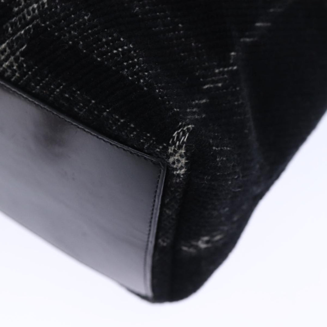 Burberry Nova Check Hand Bag Wool Black Auth bs13719