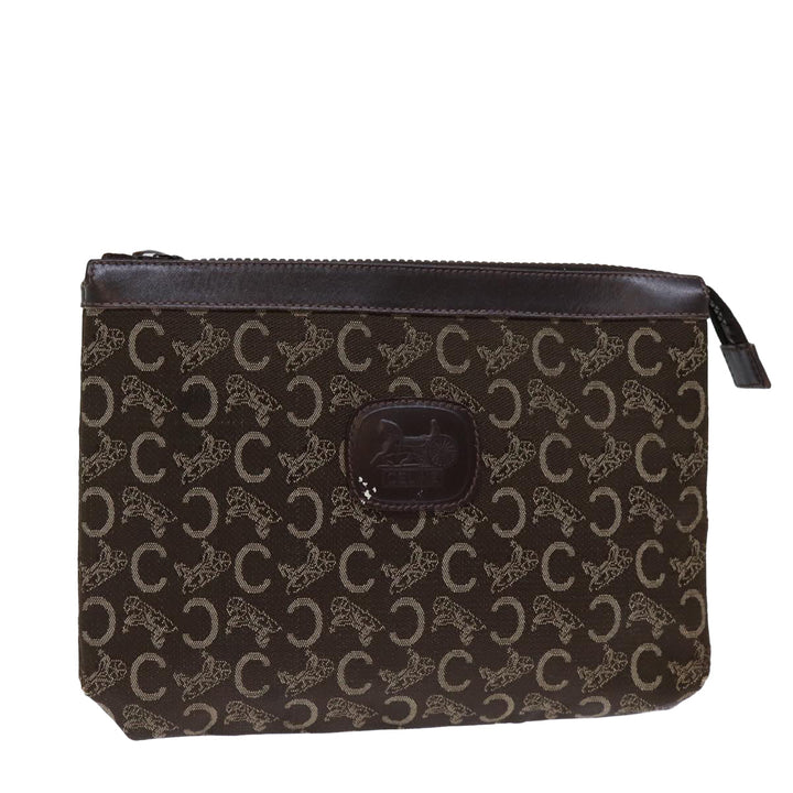 Celine C Macadam Canvas Clutch Bag Brown Auth bs13749