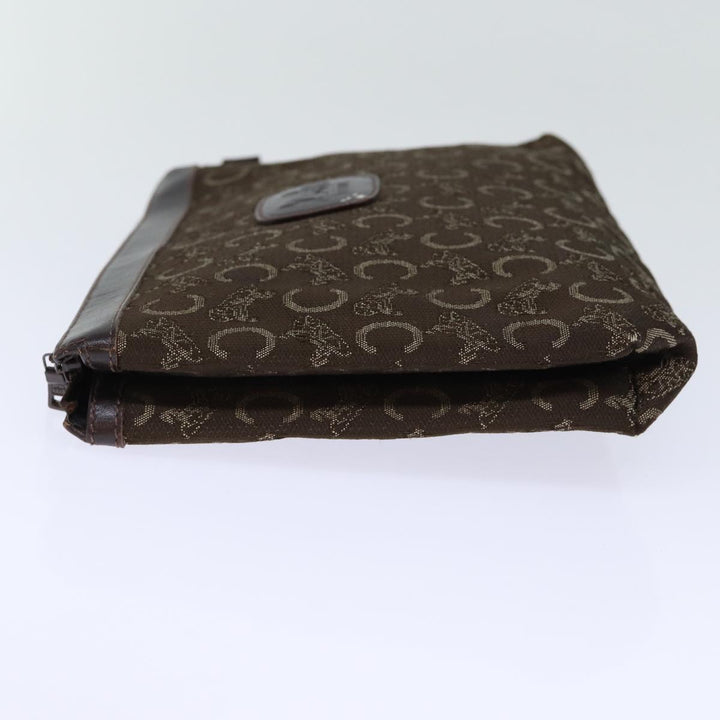 Celine C Macadam Canvas Clutch Bag Brown Auth bs13749