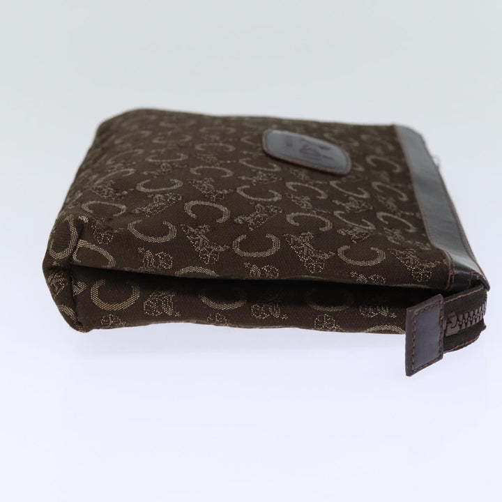 Celine C Macadam Canvas Clutch Bag Brown Auth bs13749