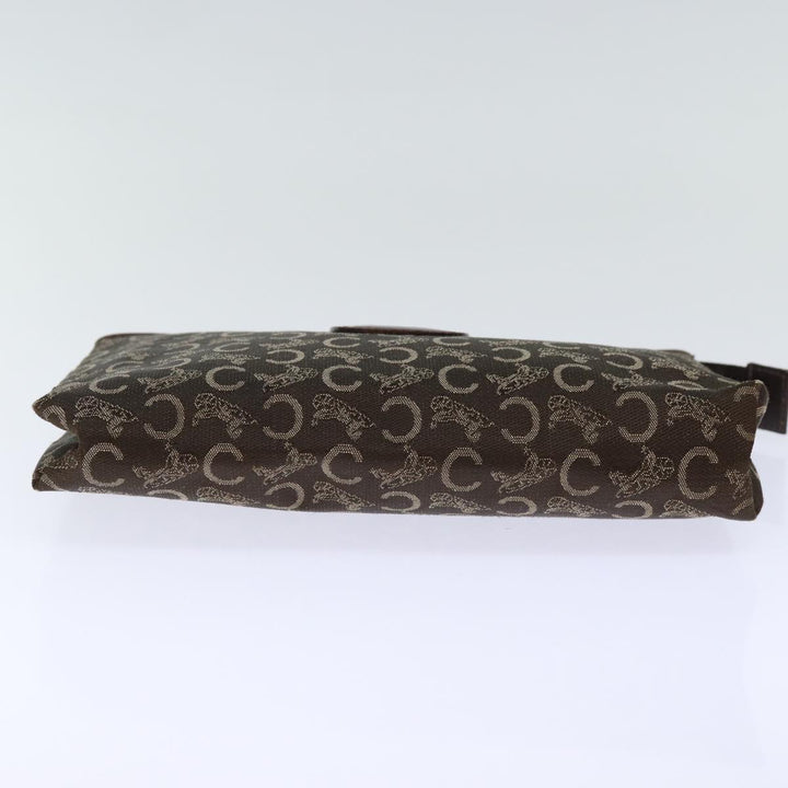 Celine C Macadam Canvas Clutch Bag Brown Auth bs13749
