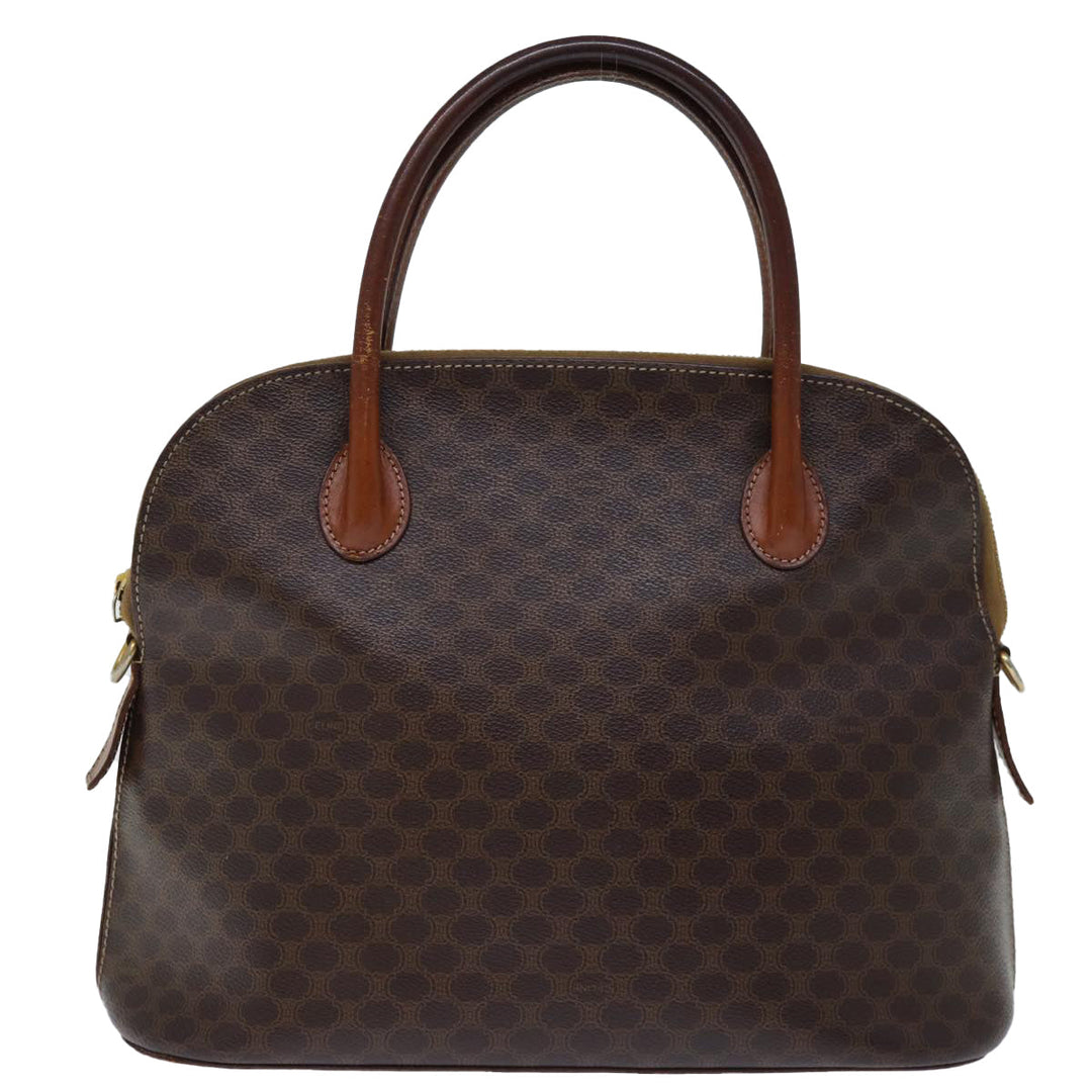 Celine Macadam Canvas Hand Bag PVC Brown Auth bs13750