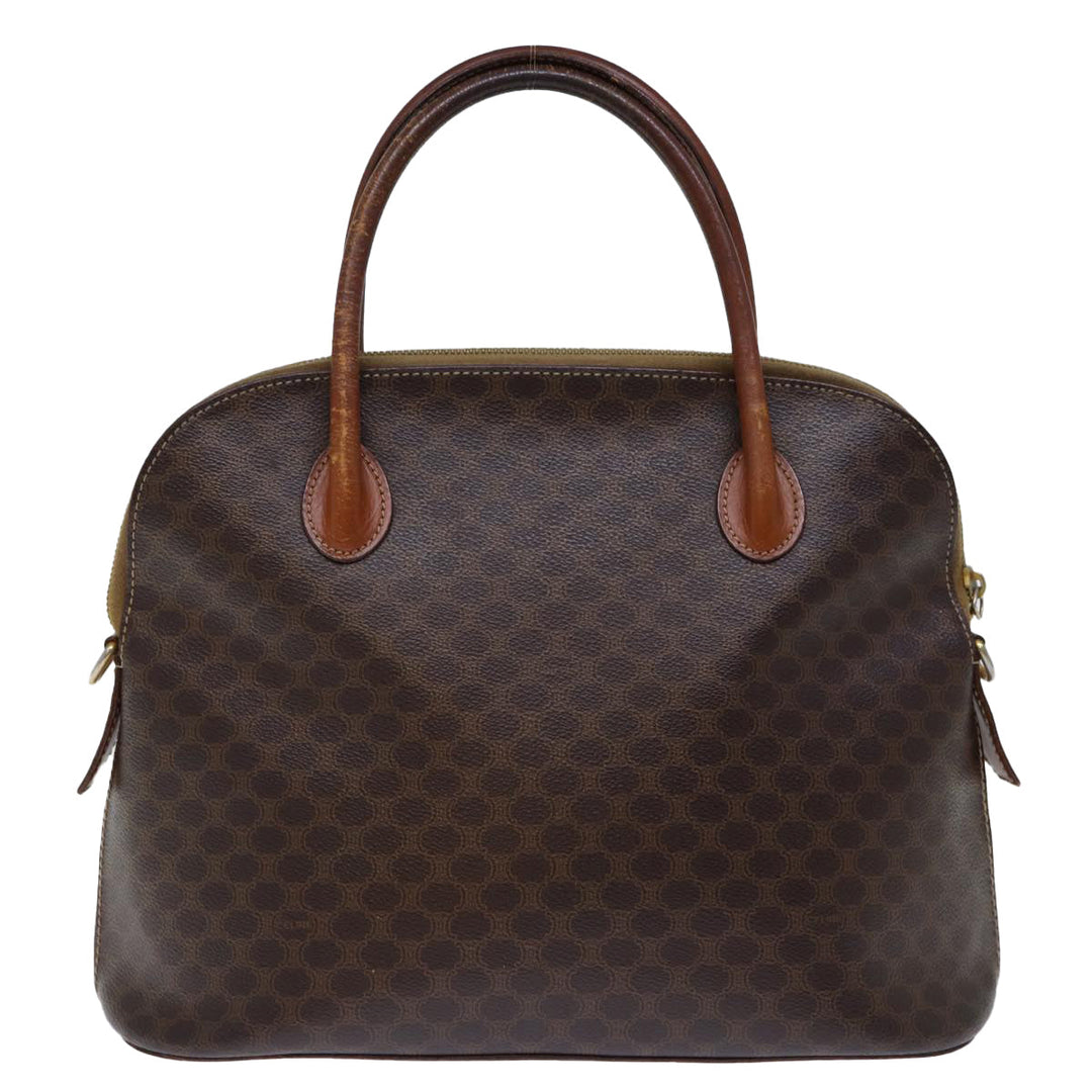 Celine Macadam Canvas Hand Bag PVC Brown Auth bs13750