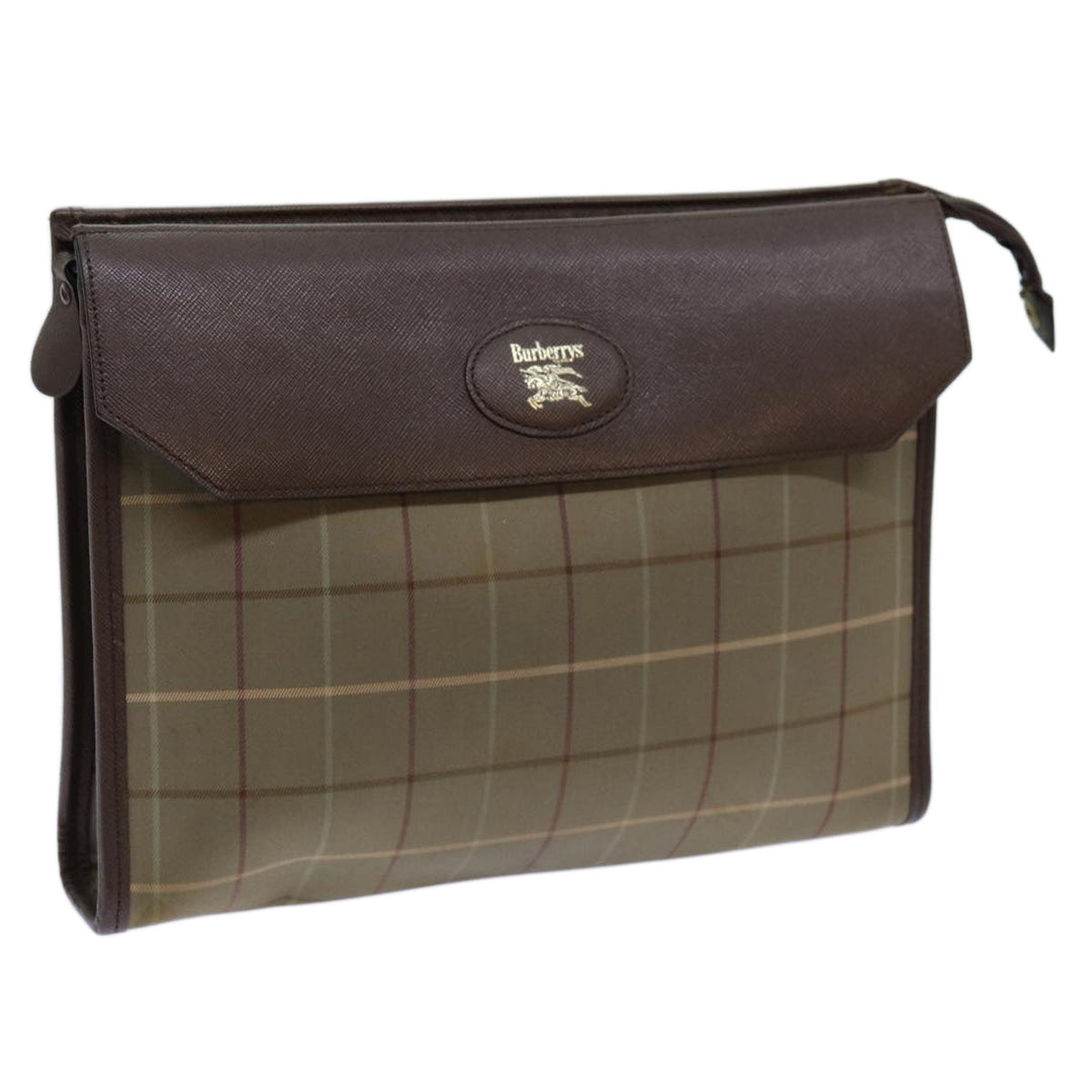 BurberrySs Nova Check Clutch Bag Canvas Beige Brown Auth bs13777