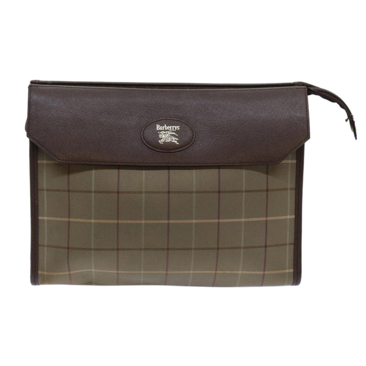 BurberrySs Nova Check Clutch Bag Canvas Beige Brown Auth bs13777