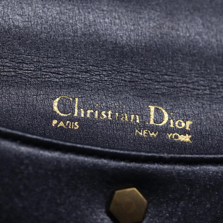 CHRISTIAN Top quality Dior Hand Bag Leather 2way Navy Auth bs13792