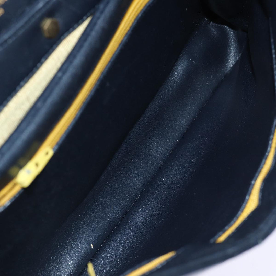 CHRISTIAN Top quality Dior Hand Bag Leather 2way Navy Auth bs13792