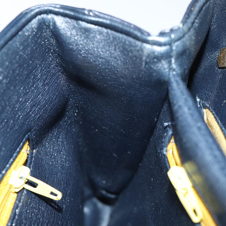 CHRISTIAN Top quality Dior Hand Bag Leather 2way Navy Auth bs13792