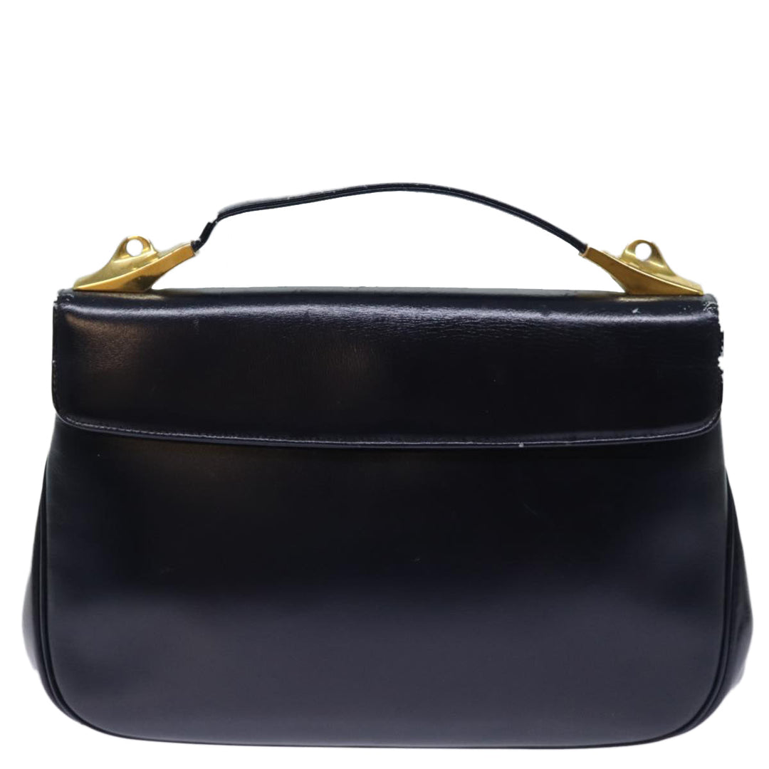 CHRISTIAN Top quality Dior Hand Bag Leather 2way Navy Auth bs13792